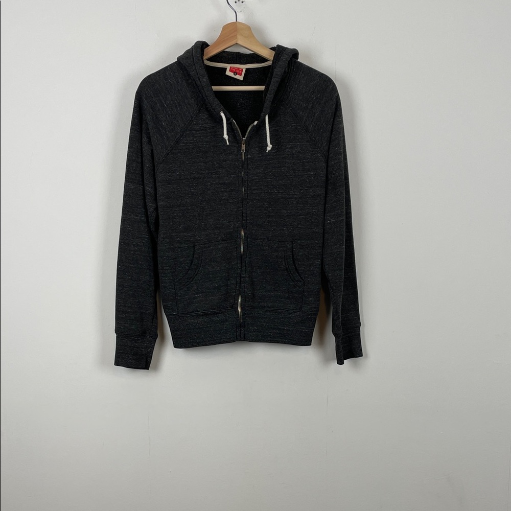 Homage Full Zip 2 Pocket Casual Men's S Gray Black Hoodie Sweatshirt Jacket